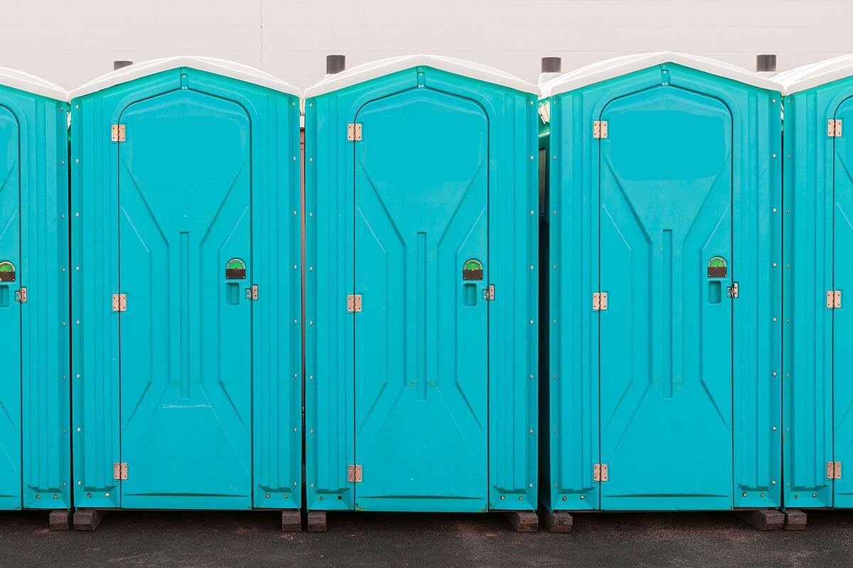 Industrial portable restroom units at a plant in Mcalester, Oklahoma